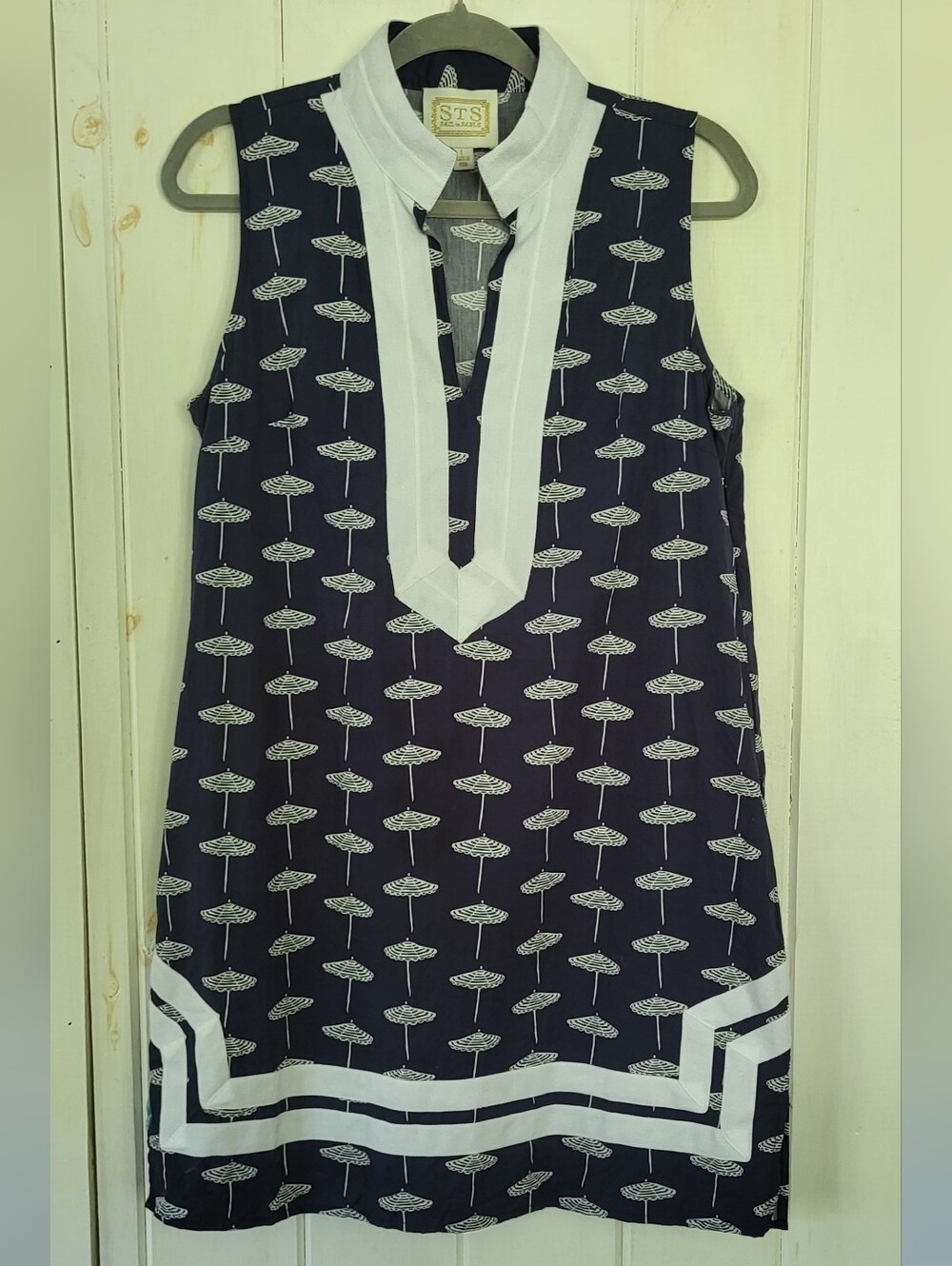 Sail To Sable Umbrella Print Cotton Sheath Mini Dress